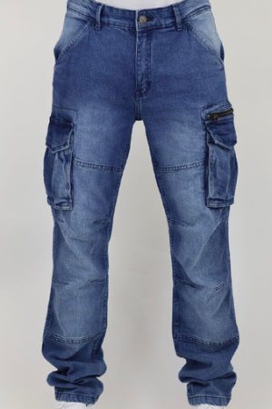 Men’s Blue Cargo Denim Jeans
