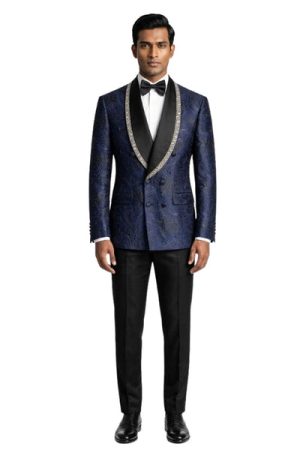 Oxiums  Men’s  Double Breasted Three-Piece Suit + Bow tie