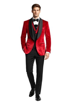 Oxiums  Men’s Three-Piece Velvet Suit + Bow tie