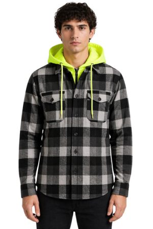 OPEN Shirt with Attached Hood (Layer Look)