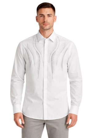 Oxiums Men’s Rhinestone Dress Shirt