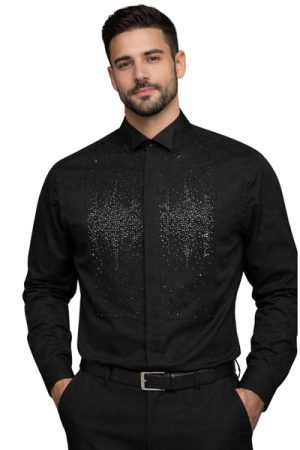 Oxiums Men’s Rhinestone Dress Shirt