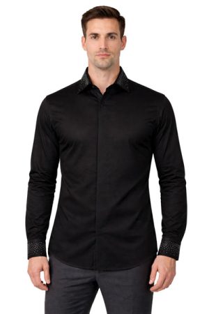Oxiums Men’s Rhinestone Dress Shirt